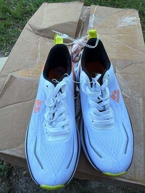 RBX Men's White and Orange Lightweight Athletic Running Sneakers